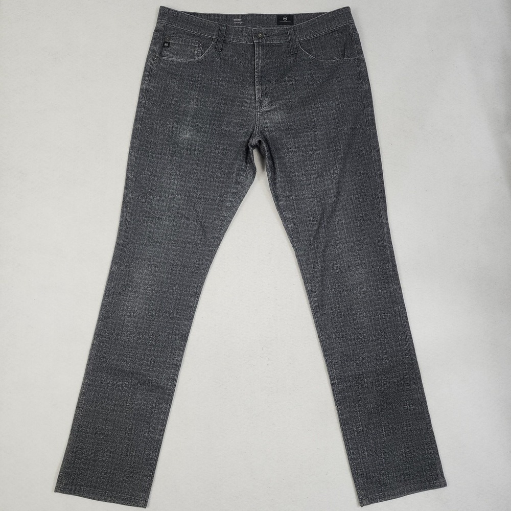 AG Adriano Goldschmied Everett Pants Mens 34x34 Gray Herringbone Slim Straight